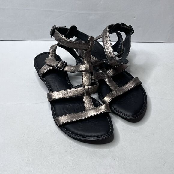 Born Bragg Metallic Leather Casual Comfort Gladiator Sandals Women’s Size 8 M/W - Picture 1 of 6